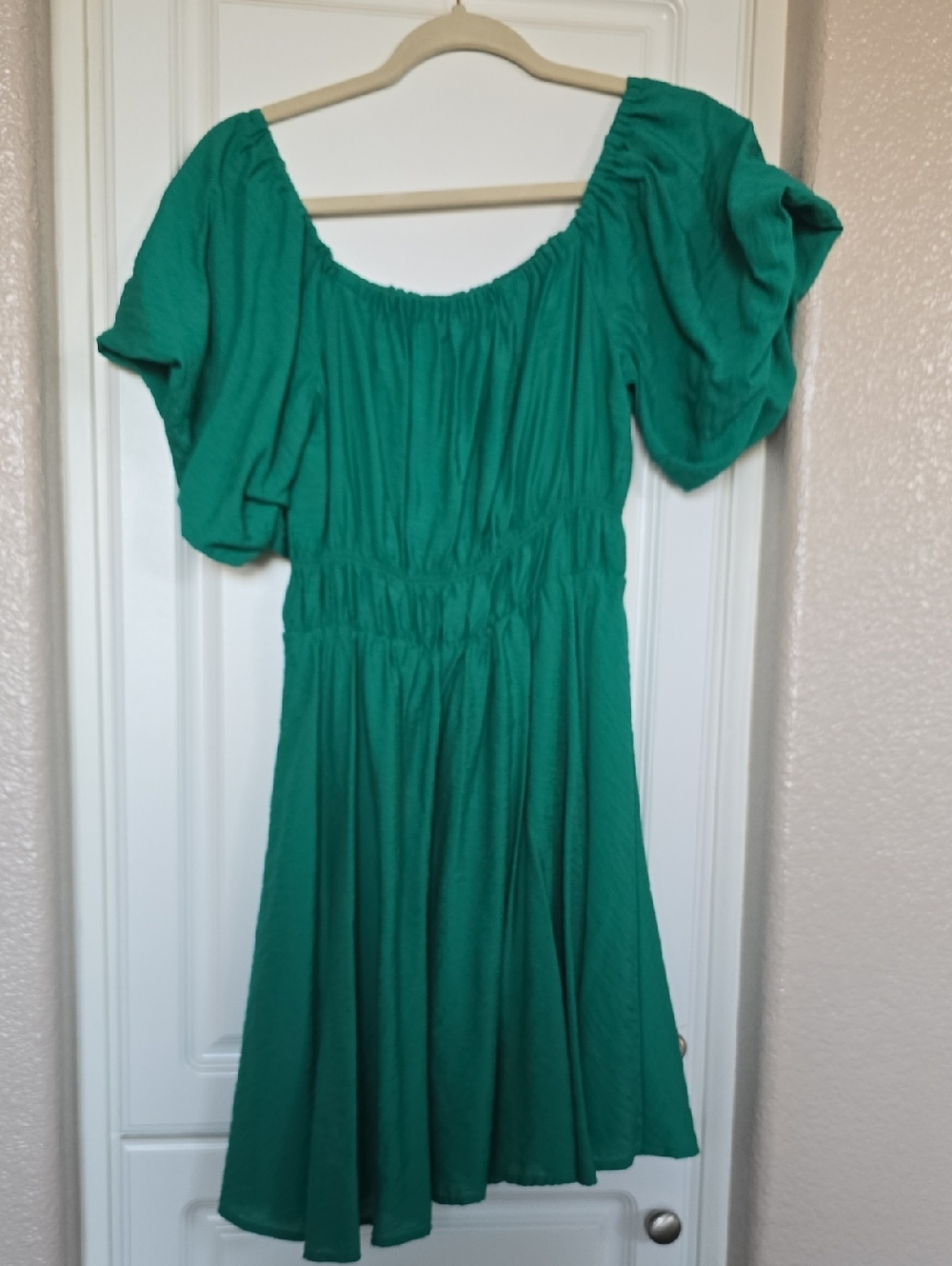 Green Puff Sleeve Summer Dress